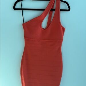 Herve Leger x Forever 21 One-Shoulder Orange Bandage Bodycon Dress